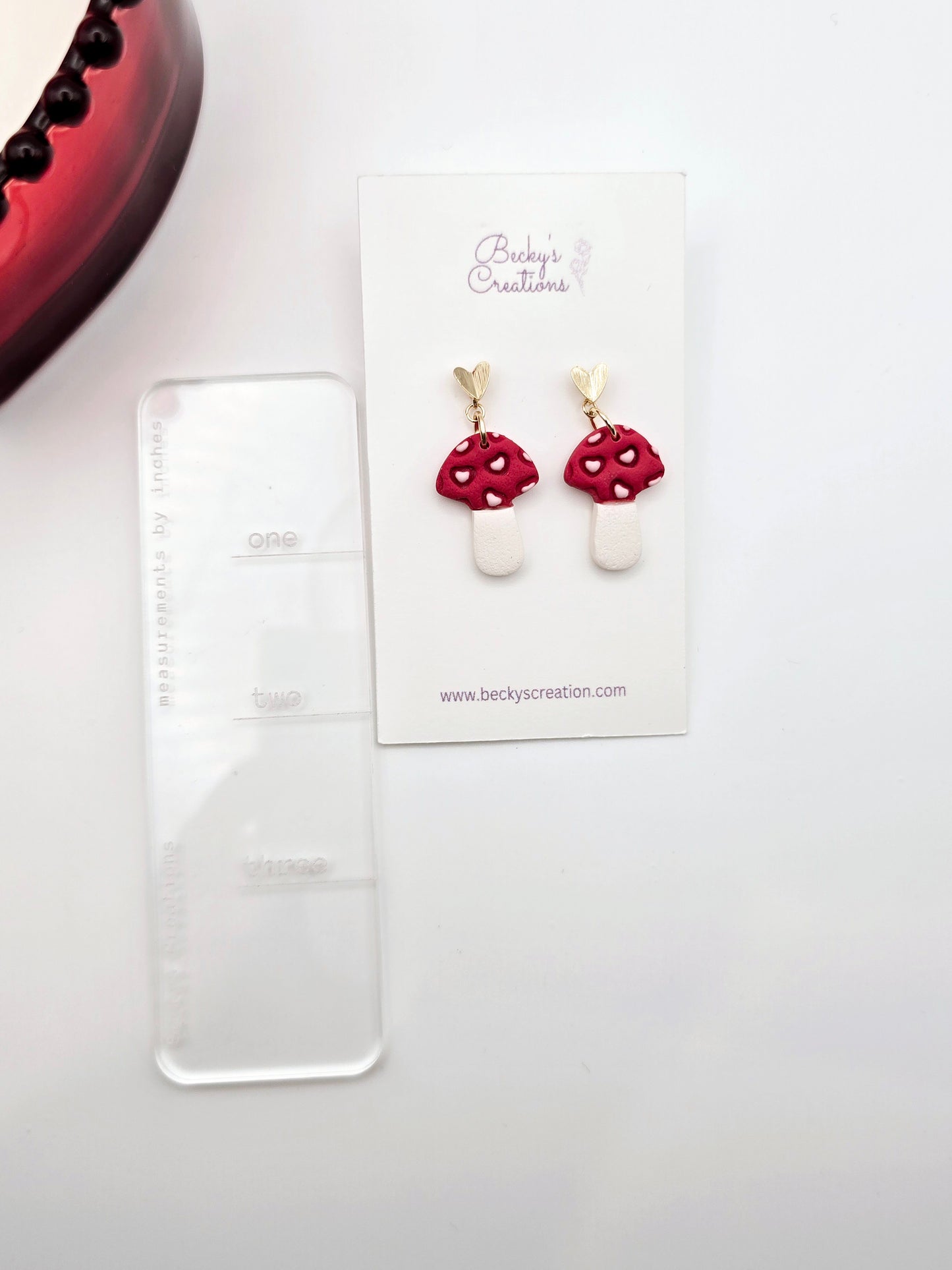 Heart mushroom earrings