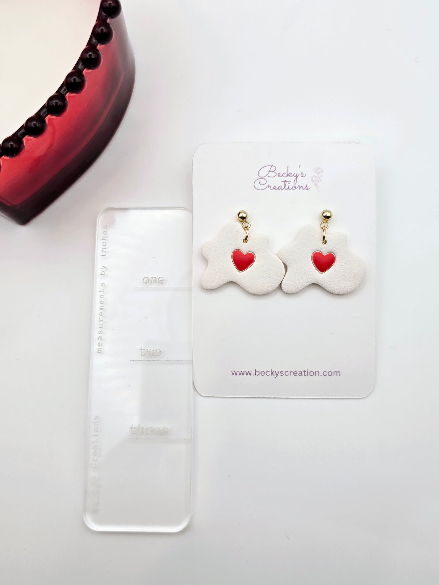 Heart egg dangle earrings