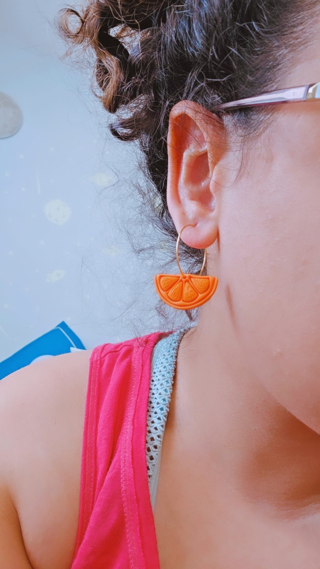 Fruit slices earrings with Hoops